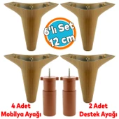 Mobilya Tv Ünitesi Çekyat Koltuk Kanepe Destek Ayağı 12 Cm Koyu Ceviz Baza Ayakları M8 6'lı Set thumbnail 1