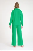 Günlük Yeşil Keten İkili Takım Alt Üst thumbnail 3