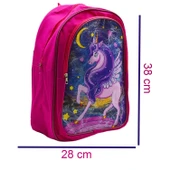 Gen-Of 2 Bölmeli Unicorn İlkokul Okul Sırt Çantası Ve Beslenme Çantası Pembe KOD:1308 thumbnail 3