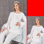 Limissi 2106 Ecru Hamile Lohusa Pijama Takımı - 1