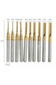 PCB Mini Karbür Freze Kesici 1.0-3.0mm 10 lu Set 3.175mm Shank - 1