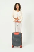 Keo-Plus Gri-Turuncu 3 lü Set Silikon Kırılmaz PP Valiz - 6