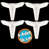 Mobilya Kanepe Sehpa TV Ünitesi Koltuk Ayağı 14 cm Beyaz Baza Ayak 4 Adet thumbnail 1