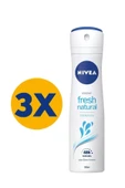 KARGO BEDAVA Hızlı Teslimat Başarılı Satıcı NIVEA Fresh Natural 150 ml X3 Adet Deo Spray - 1