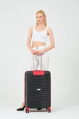 Keo-Plus Siyah-Kırmızı 3 lü Set Silikon Kırılmaz PP Valiz - 5
