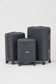 Keo-Plus Gri 3 lü Set Silikon Kırılmaz PP Valiz - 1