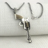 925 Ayar Gümüş 6 Patlar Tabanca Kolye thumbnail 1