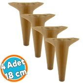 Mobilya Kanepe Sehpa TV Ünitesi Koltuk Ayağı 18 cm Kahverengi Ahşap Desenli Baza Ayak 4 Adet thumbnail 1