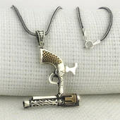 925 Ayar Gümüş 6 Patlar Tabanca Kolye thumbnail 2