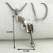 925 Ayar Gümüş 6 Patlar Tabanca Kolye thumbnail 3