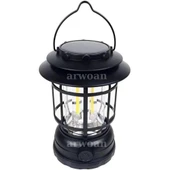 Güneş Enerjili Solar Nostaljik Işığı Ayarlanabilir Ledli Kamp Feneri Lamba Işıldak Usb Şarjlı - 1