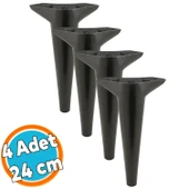 Mobilya Kanepe Sehpa TV Ünitesi Koltuk Ayağı 24 cm Siyah Baza Ayak 4 Adet thumbnail 1