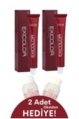 Exicolor Saç Boyası Tüp 60 Ml 1 Siyah 2 Adet (Oksidan Hediyeli 4'lü Set) - 1