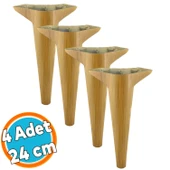 Mobilya Kanepe Sehpa TV Ünitesi Koltuk Ayağı 24 cm Açık Kahverengi Desenli Baza Ayak 4 Adet thumbnail 1