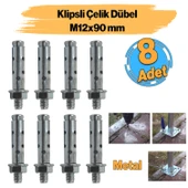 Saplamalı Gömlek Çelik Dübel M12x90 mm Raf Montaj Bağlantı Zemin Monte Tavan Asma Aparat 8 Adet - 1