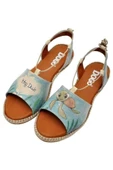 Kadın Vegan Deri Mavi Bağcıklı Sandalet - Caretta-hey Dude Tasarım - 2