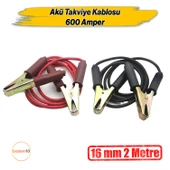 2 Metre 16mm² Kalınlık 6V/12/24V 600 Amper Akü Takviye Kablosu Araç Araba Oto Akümülatör Sarj Şarj - 1