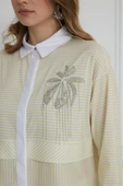 İŞLEMELİ ÇİZGİLİ PAMUKLU GÖMLEK - 3