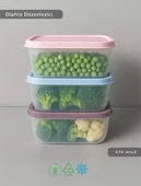 3'lü Dipfriz Saklama Kabı - No Frost Silikon Kapaklı | Derin Dondurucu Düzenleyici - BPA Free - 675 ml - 1