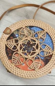 Çanta Bambu Rattan El Yapımı Deri Askı Kadın Hasır Omuz Çantası Taba Renk - 2