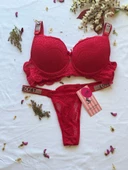 LOVE SECRET Mikro Kumaş Taşlı Askılı Dolgulu Sütyen Takım - 1