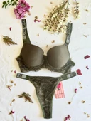 LOVE SEVRET Mikro Kumaş Taşlı Askılı Dolgulu Sütyen kadın iç çamaşır takımı - 1