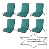 LÜKS ARKALIKLI SANDALYE MİNDERİ 6LI 4CM SÜNGERLİ YEŞİL - 1