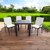 LÜKS ARKALIKLI SANDALYE MİNDERİ 4LÜ 4CM SÜNGERLİ KREM - 1