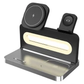 Şarj Aleti Kablosuz Magsafe Telefon Akıllı Saat Kulaklık 3 İn 1 15W S-link SW-CWF120 - 2