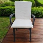 LÜKS ARKALIKLI SANDALYE MİNDERİ 4LÜ 4CM SÜNGERLİ KREM - 4