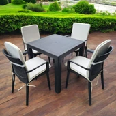 LÜKS ARKALIKLI SANDALYE MİNDERİ 4LÜ 4CM SÜNGERLİ KREM - 2