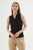 FASHION FRIENDS KADIN POLO V YAKA KOLSUZ T-SHİRT 25Y0516K1 - 9