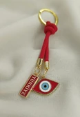 Anahtarlık Nazar Kötü Göz Cam Boncuklu Taşlı Araba Çanta Cüzdan Süsü Türkiye Yazılı thumbnail 3