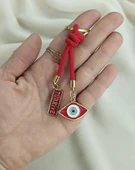 Anahtarlık Nazar Kötü Göz Cam Boncuklu Taşlı Araba Çanta Cüzdan Süsü Türkiye Yazılı thumbnail 2