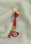 Anahtarlık Nazar Kötü Göz Cam Boncuklu Taşlı Araba Çanta Cüzdan Süsü Türkiye Yazılı thumbnail 1