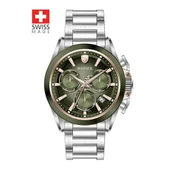 Wainer  WA.16100-A Swiss Made Quartz Çelik Gri Yeşil Kadran Safir Cam 10 ATM 44 mm Erkek Kol Saati - 1