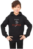 Jisoo Flower Siyah Çocuk 3ip Kapşonlu thumbnail 1