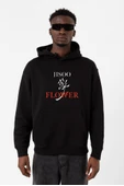 Jisoo Flower Siyah Erkek 3ip Kapşonlu Sweatshirt - 2
