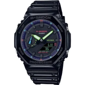 Casio GA-2100RGB-1ADR Quartz Silikon Siyah 20 ATM 45 mm Erkek Kol Saati - 1