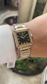 Ferro Quartz Çelik Altın/Gri Siyah Kadran 28 mm Kadın Kol Saati - 1
