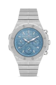 Ferro Quartz Çelik Metalik Gri Turkuaz Kadran 42 mm Erkek Kol Saati - 1