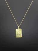 Dikdörtgen Plaka Model Gold Renk Antialerjik, 316L Çelik Kolye - Modern ve Trend Tasarım - 1