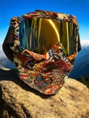 Tex 710 Jet Maske Bisiklet Motosiklet Kayak Çok Amaçlı Maske Mor Cam Aynalı Gözlük Kartal Desenli - 2