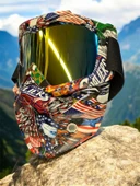 Tex 710 Jet Maske Bisiklet Motosiklet Kayak Çok Amaçlı Maske Mor Cam Aynalı Gözlük Kartal Desenli - 3