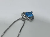 Mavi Taşlı 925 Ayar Gümüş Kolye Ucu 1,65 Gram - 5