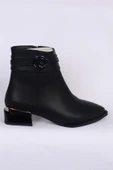 Pierre Cardin 54007 Hafif Topuklu Deri Yandan Fermuarlı Halhal Detaylı Siyah Kadın Bot - 1