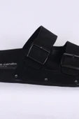 Pierre Cardin 7241 Siyah Nubuk Çift Bantlı Erkek Terlik - 2