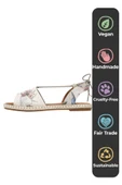 Kadın Vegan Deri Bej Bağcıklı Sandalet - Paperflower Tasarım - 7