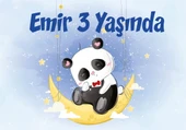 Sevimli Panda Temalı Doğum Günü Afişi 70X100 cm - 1