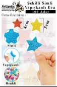 Şekilli Simli Eva Yapışkanlı 100 lü 1 Paket Kendinden Yapışkanlı Simli Eva Sticker Okul Öncesi Kreş Ana Okulu Süsleme - 2